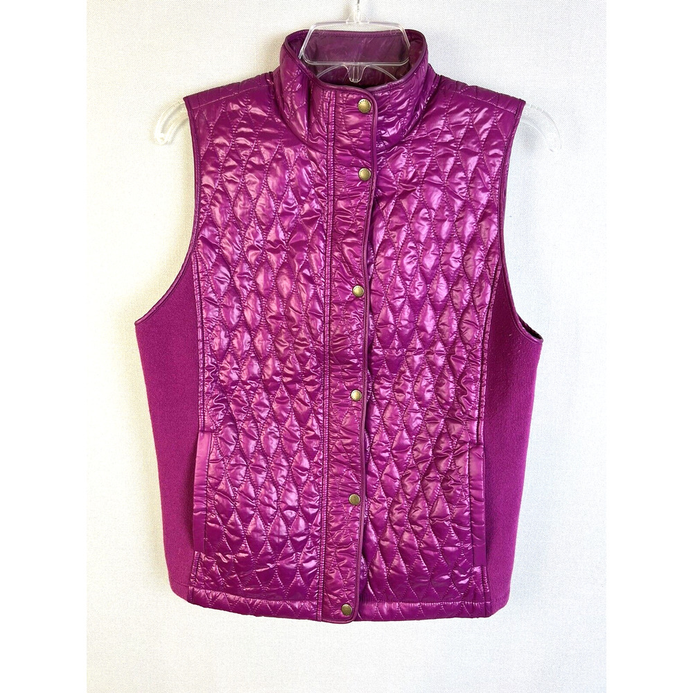 Talbots Quilted Vest Women's Small Magenta Purple Stretch Sides Puffer Outdoors